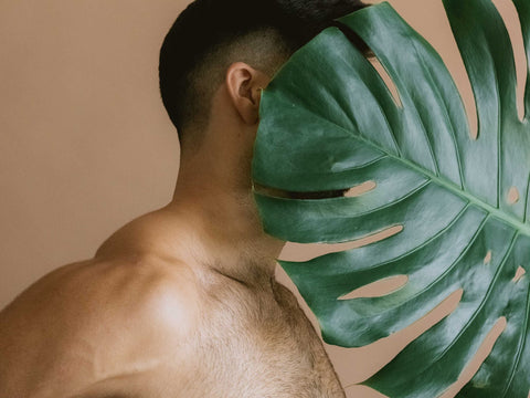 Man using natural skin care