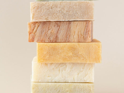 stack of natural soap bars