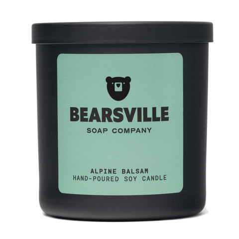 Alpine Balsam wood wick soy candle by Bearsville Soap Company