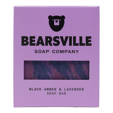 Black Amber and Lavender natural bar soap for men by Bearsville Soap Company