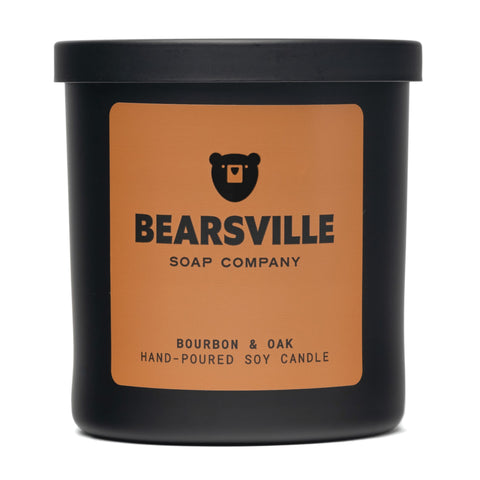 Bourbon and Oak wood wick soy candle by Bearsville Soap Company