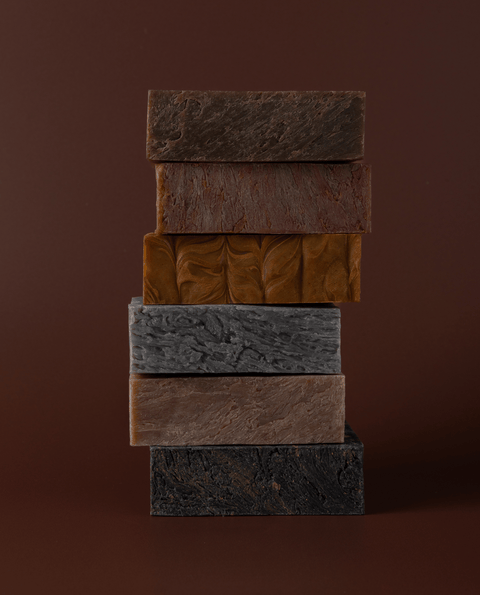 Stack of natural soap bars for men by Bearsville Soap Company