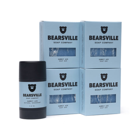 Summit Air Deodorant Scent Bundle with natural bar soap and deodorant by Bearsville Soap Company