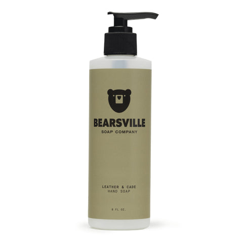 Leather and Cade natural castile liquid hand soap by Bearsville Soap Company