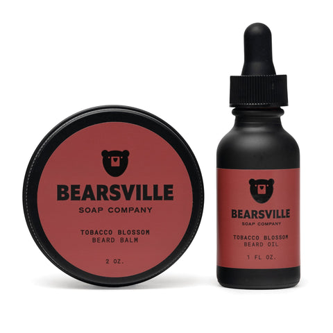 Tobacco Blossom Beard Pair with natural beard oil and balm for men by Bearsville Soap Company