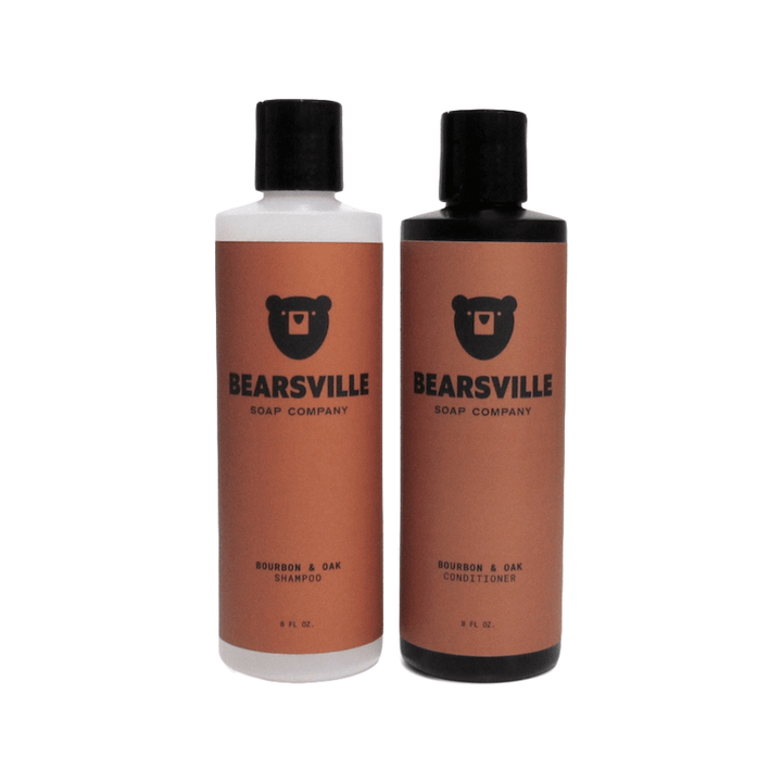 Shampoo & Conditioner Bundle Hair Care Set Bearsville Soap Company Bourbon & Oak  