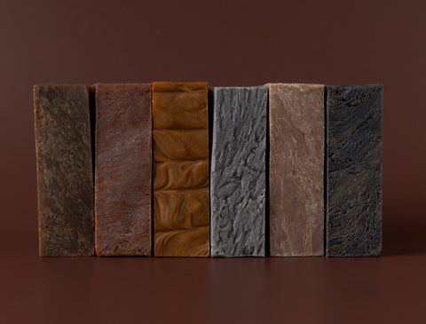 Stack of natural soap bars for men
