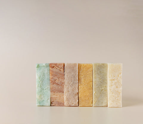 Stack of natural soaps for men by Bearsville Soap Company