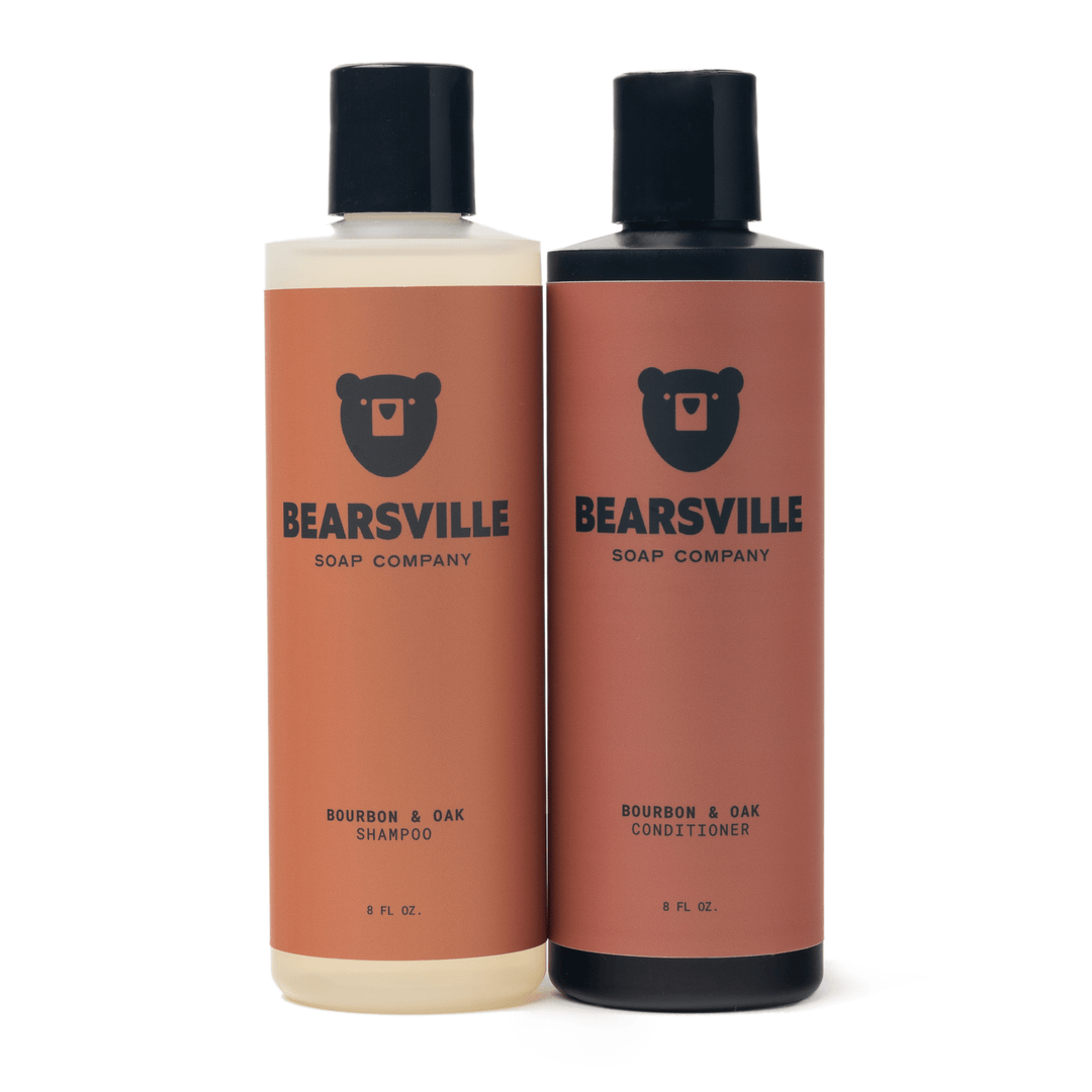 Shampoo & Conditioner Bundle Hair Care Set Bearsville Soap Company Bourbon & Oak  