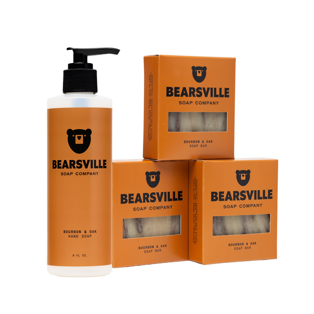 Liquid Hand Soap & Soap Scent Bundle Bar Soap Bearsville Soap Company Bourbon & Oak