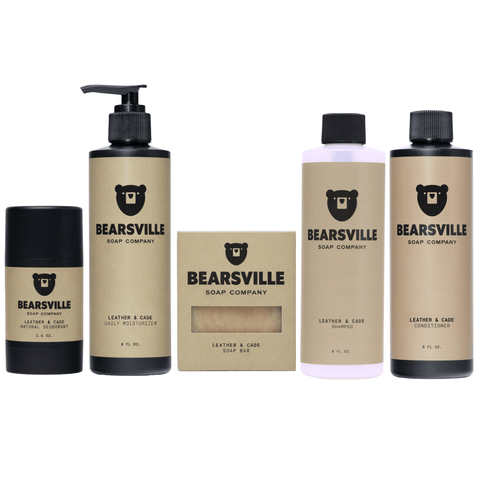 Leather and Cade The Morning Standard bundle for men Bearsville Soap Company
