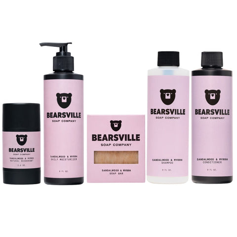Sandalwood and Myrrh morning standard bundle for men by Bearsville Soap Company