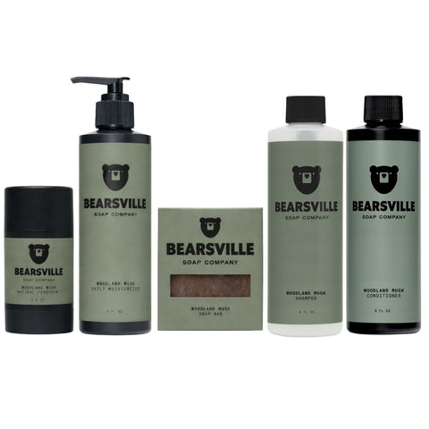 Woodland Musk morning standard bundle for men by Bearsville Soap Company