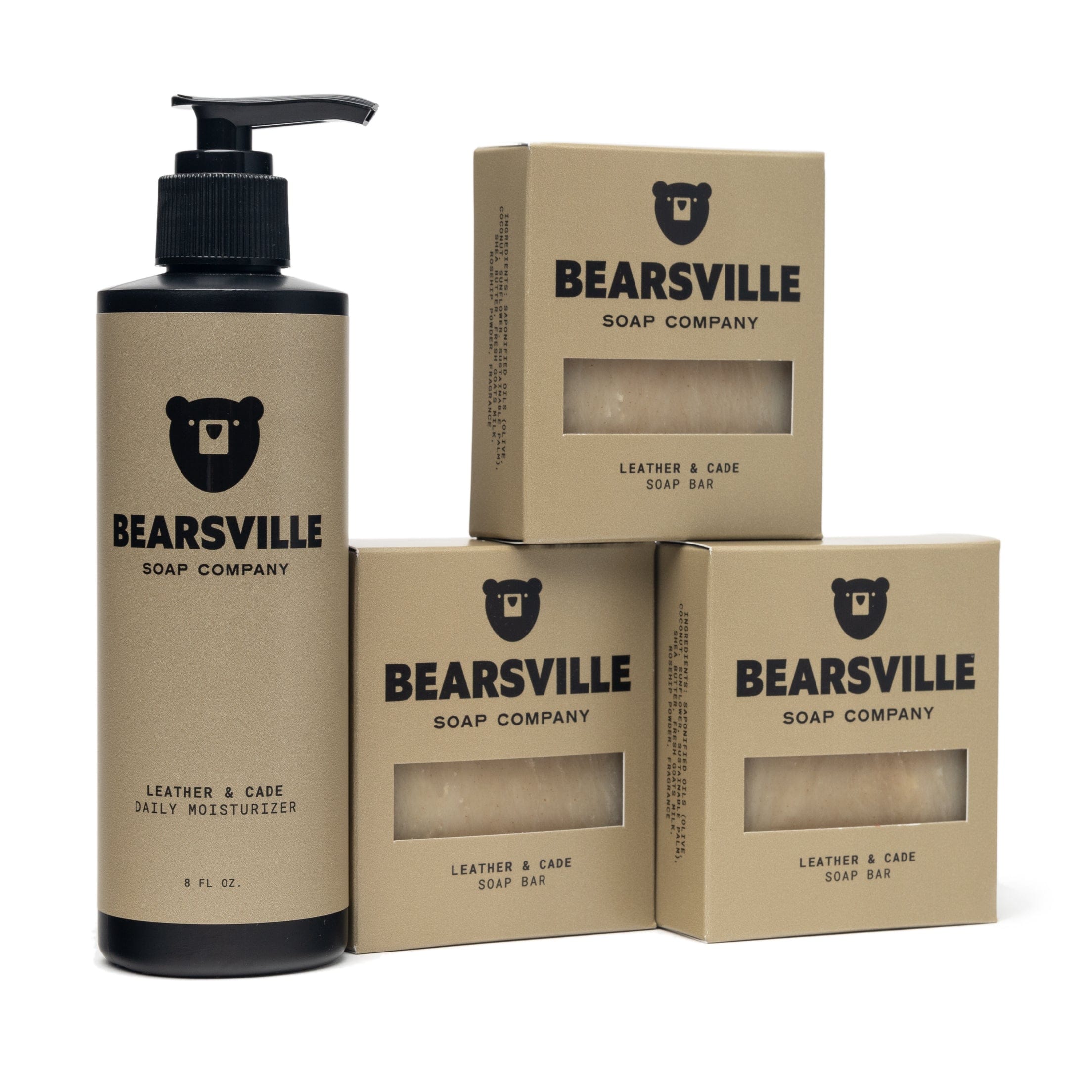 Moisturizer & Soap Scent Bundle Bar Soap Bearsville Soap Company Leather & Cade  