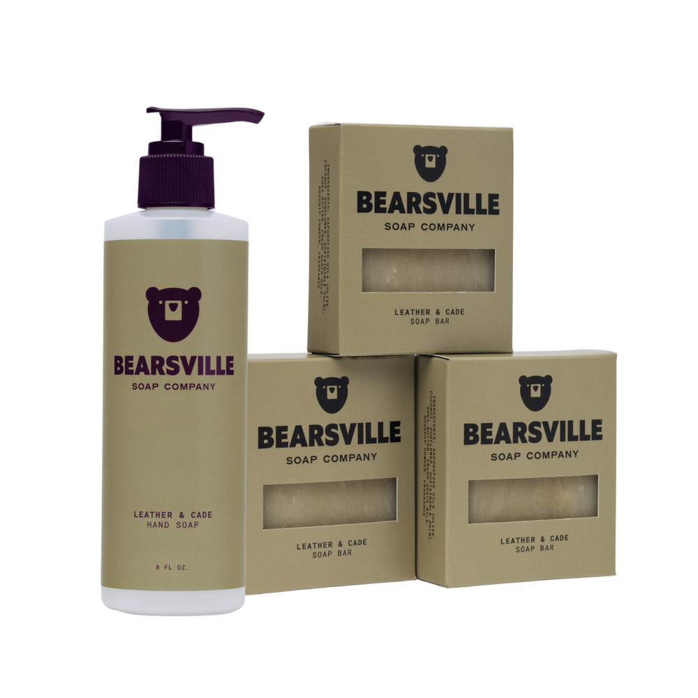 Liquid Hand Soap & Soap Scent Bundle Bar Soap Bearsville Soap Company Leather & Cade