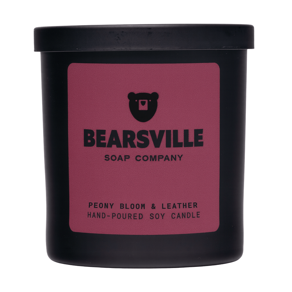 Peony Bloom & Leather Candle Candles Bearsville Soap Company