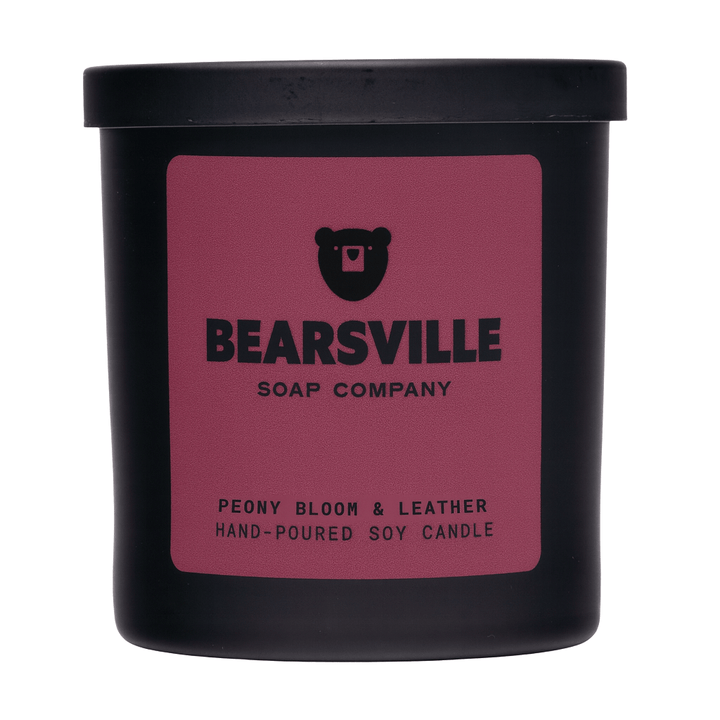 Peony Bloom & Leather Candle Candles Bearsville Soap Company