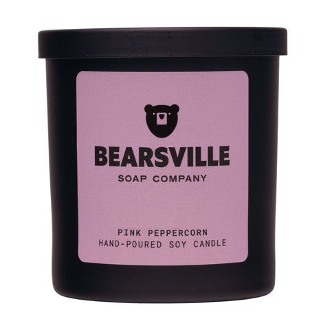 Pink peppercorn hand-poured soy candle by Bearsville Soap Company