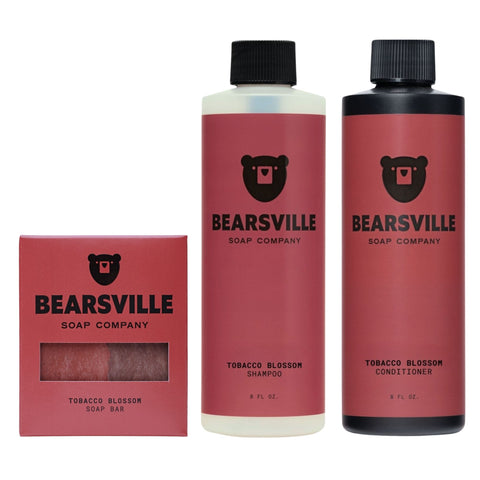 Tobacco Blossom shower routine for men by Bearsville Soap Company