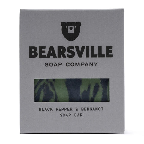 Black Pepper and Bergamot natural soap for men by Bearsville Soap Company