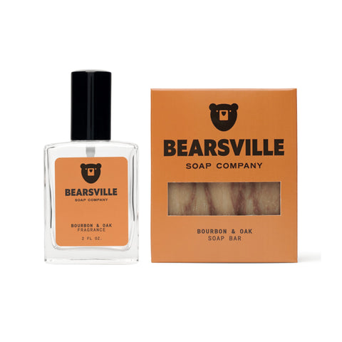 Bourbon and Oak cologne and natural soap bar bundle for men by Bearsville Soap Company