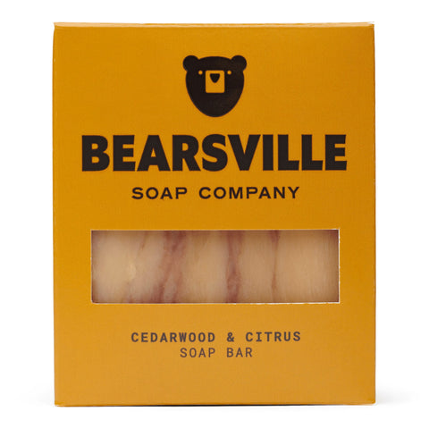 Cedarwood and Citrus natural bar soap for men by Bearsville Soap Company