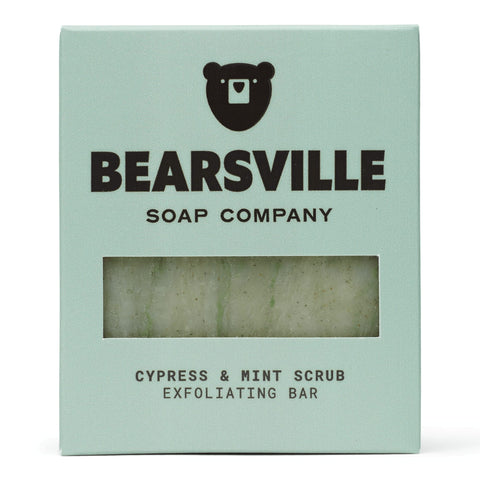 Cypress and Mint exfoliating soap for men by Bearsville Soap Company