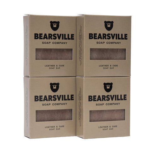 Leather and Cade natural soap bundle for men by Bearsville Soap Company