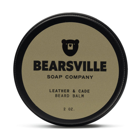 Leather and Cade natural beard balm for men by Bearsville Soap Company