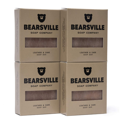 Leather and Cade natural four bar soap set by Bearsville Soap Company