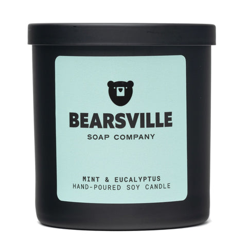 Mint and Eucalyptus hand-poured soy candle by Bearsville Soap Company