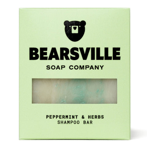 Peppermint and Herbs natural shampoo bar for men by Bearsville Soap Company