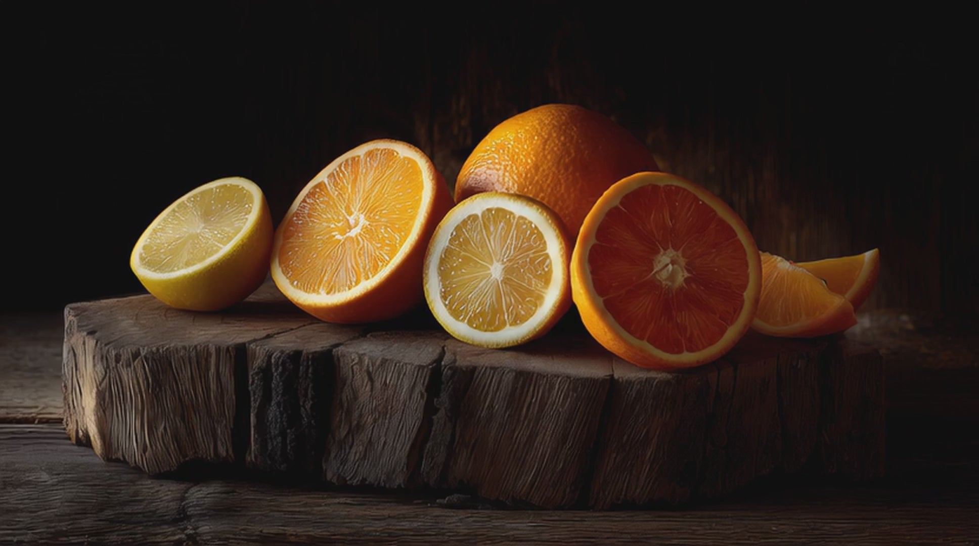 Cedarwood and citrus on wood block