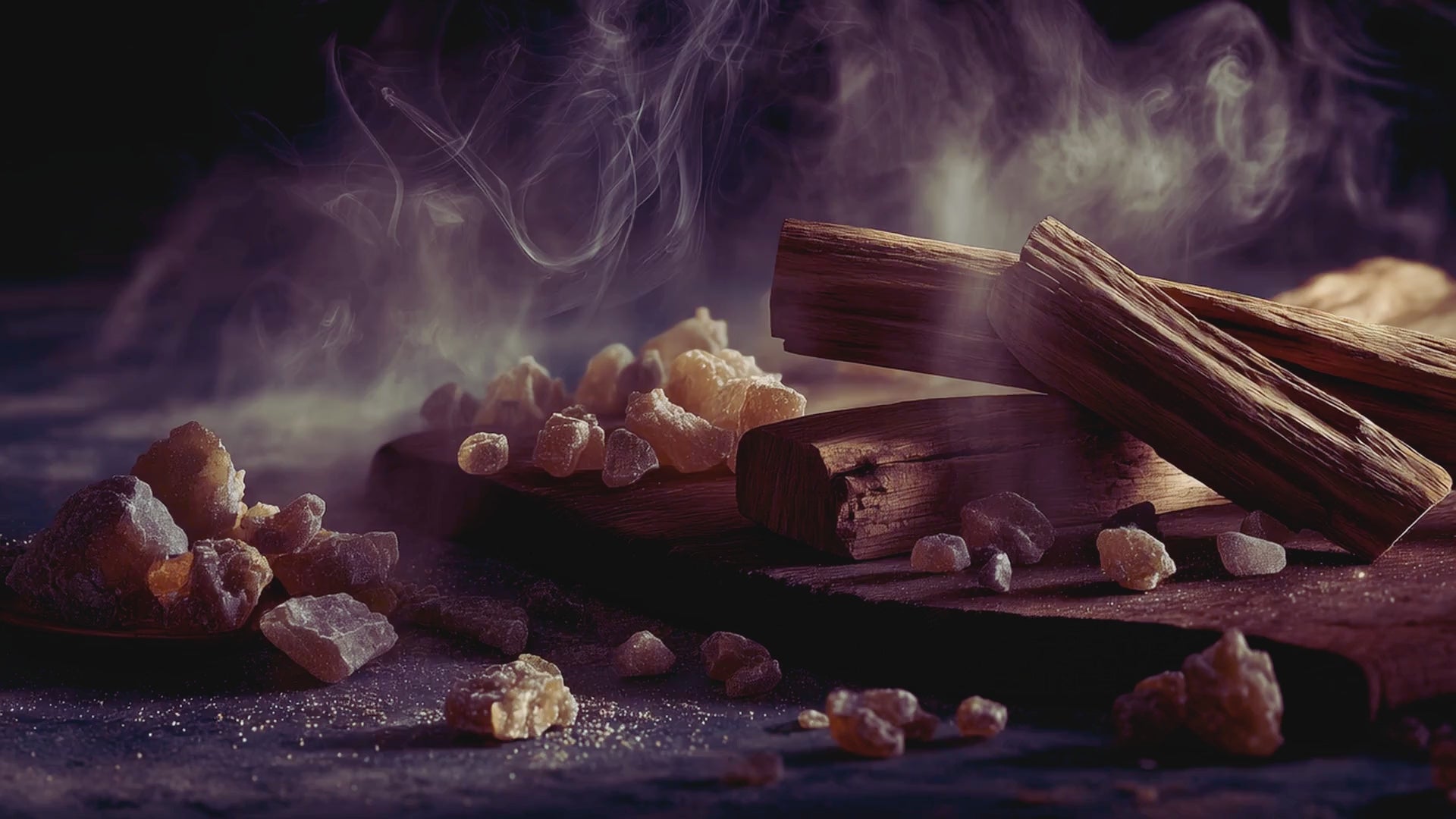 Smoldering sandalwood and myrrh