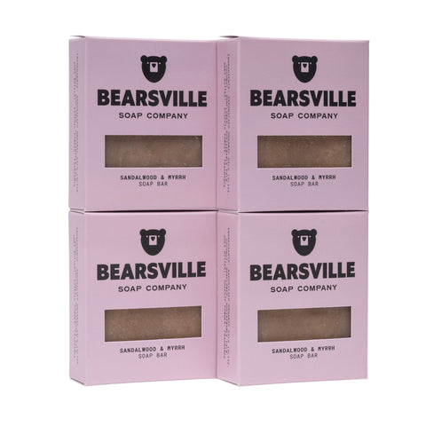 Sandalwood and Myrrh natural soap bundle for men by Bearsville Soap Company