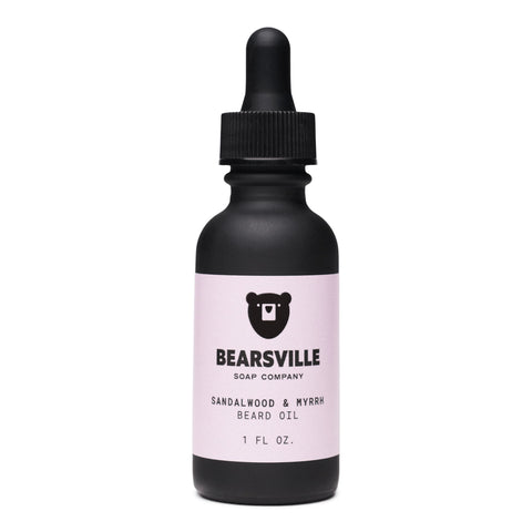 Sandalwood and Myrrh natural beard oil for men by Bearsville Soap Company