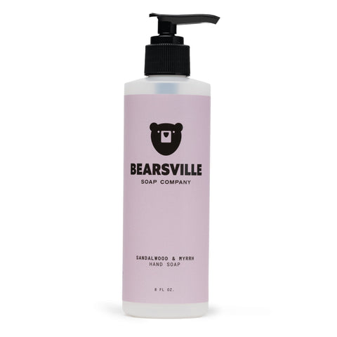 Sandalwood and Myrrh natural castile liquid hand soap by Bearsville Soap Company