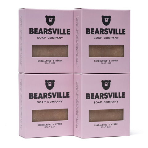 Sandalwood and Myrrh natural four bar soap set by Bearsville Soap Company