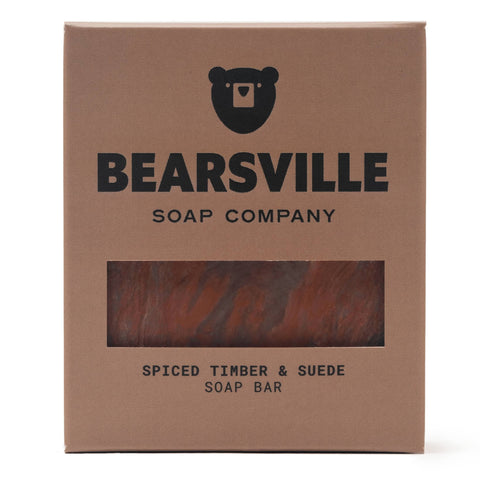 Spiced Timber and Suede natural bar soap for men by Bearsville Soap Company