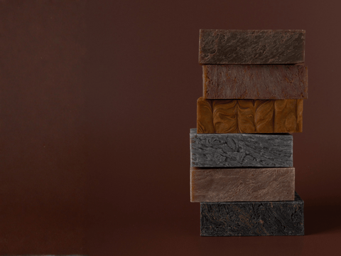 Stack of natural soaps for men by Bearsville Soap Company