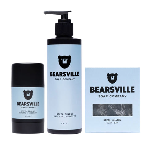 Steel Quarry grooming set for men by Bearsville Soap Company