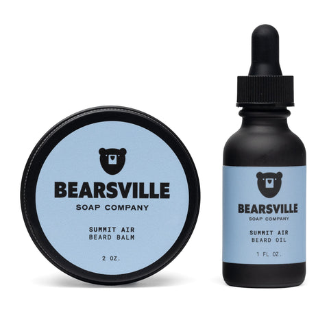 Summit Air Beard Pair with natural beard oil and balm for men by Bearsville Soap Company