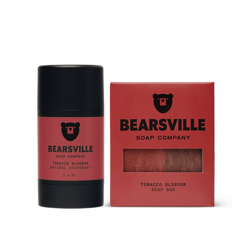 The Everyday Clean Tobacco Blossom natural bar soap and deodorant set by Bearsville Soap Company