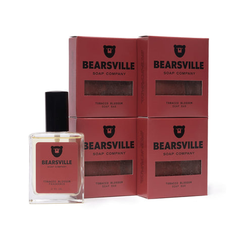 Tobacco Blossom Fragrance Scent Bundle with men's cologne and natural bar soap by Bearsville Soap Company
