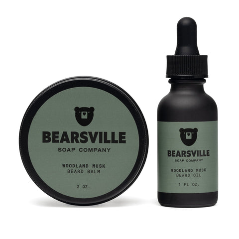 Woodland Musk Beard Pair with natural beard oil and balm for men by Bearsville Soap Company